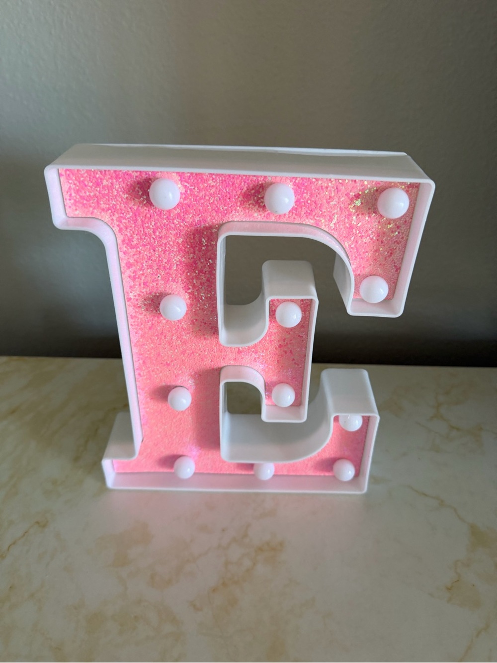 Sparkly Pink Glitter Marquee Light - Letter "E" - Picture 2 of 5